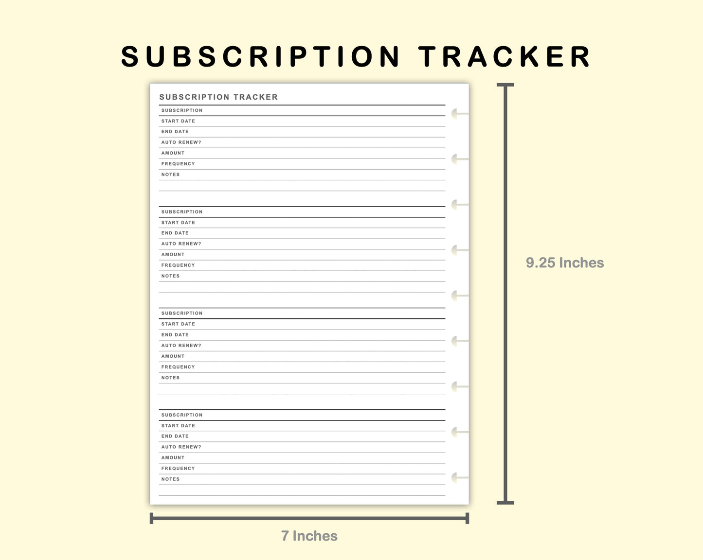 Classic HP Inserts - Subscription Tracker
