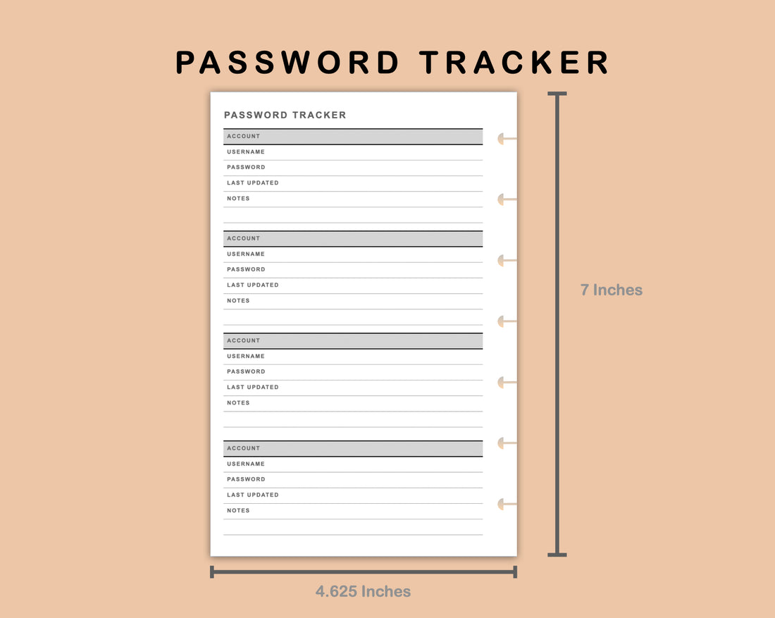Mini Happy Planner Inserts - Password Tracker – kjunstudio