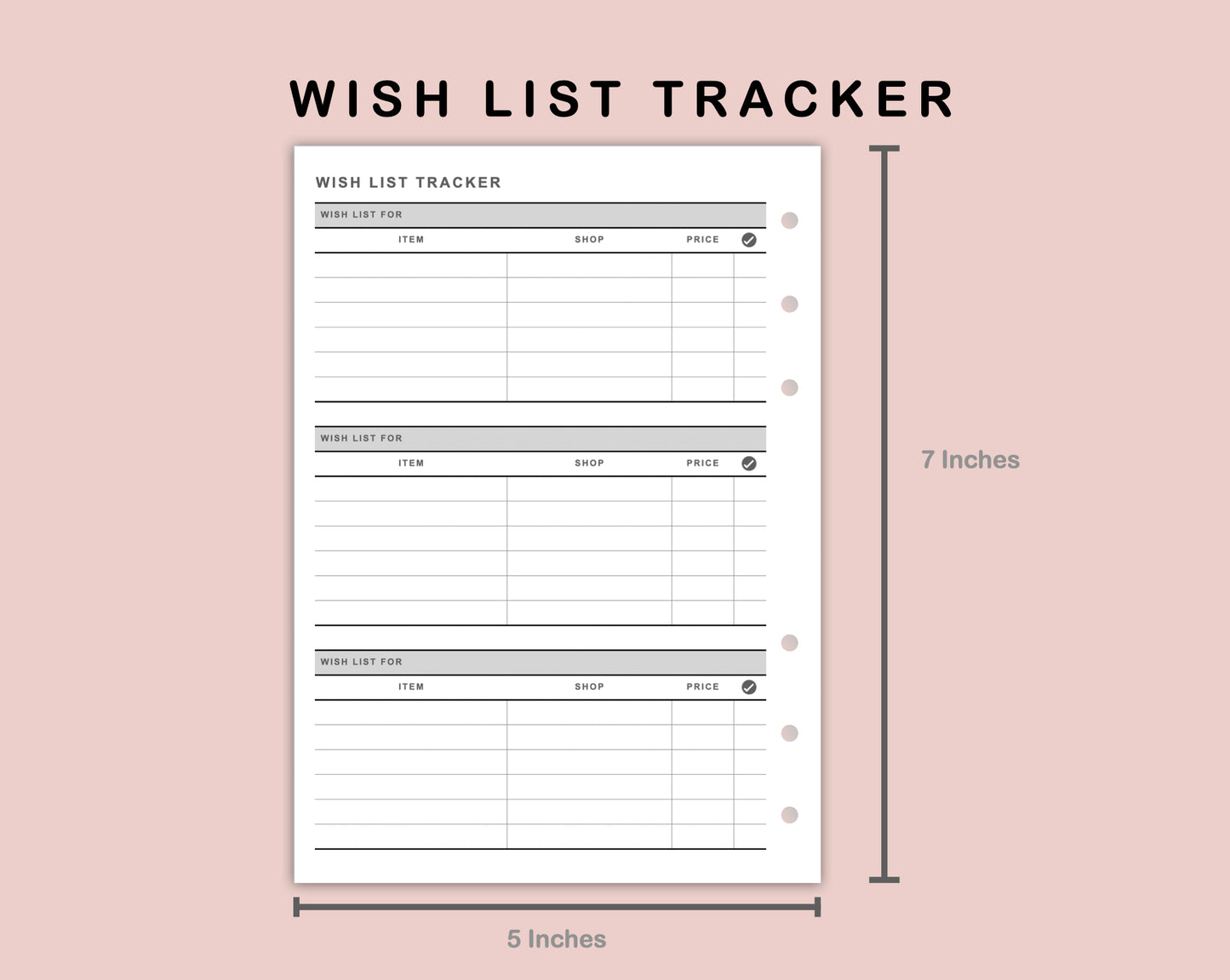B6 Inserts - Wish List Tracker by Wish List For