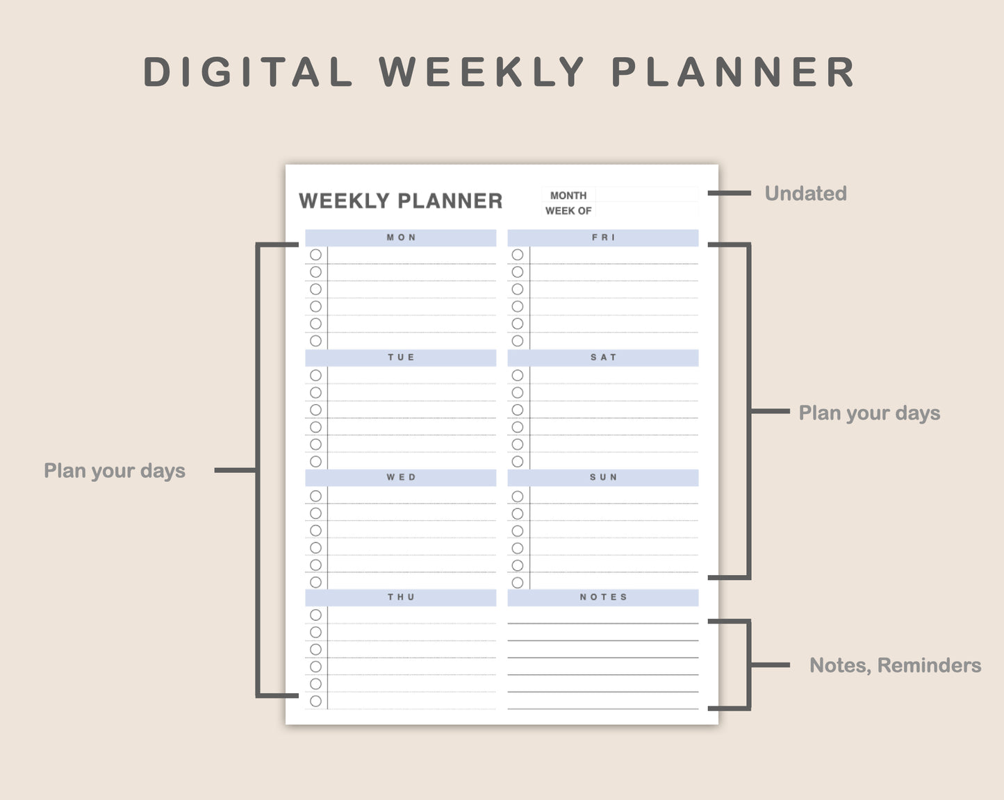 Weekly Planner, To Do List - Portrait