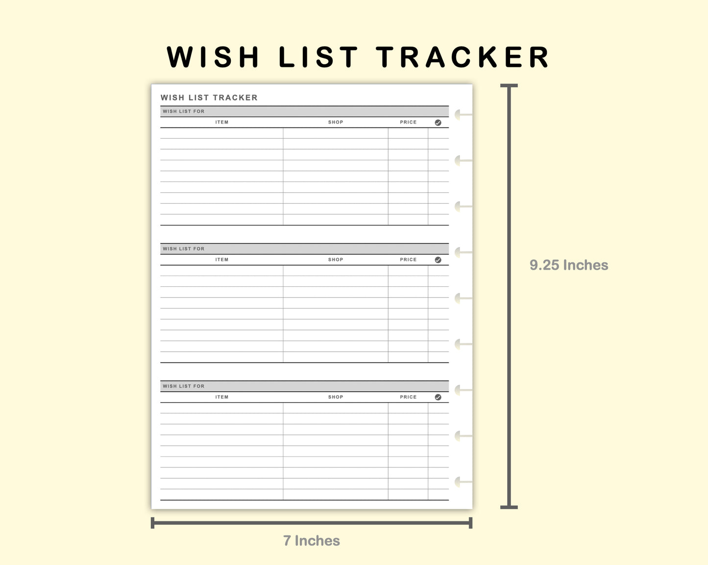 Classic HP Inserts - Wish List Tracker by Wish List For