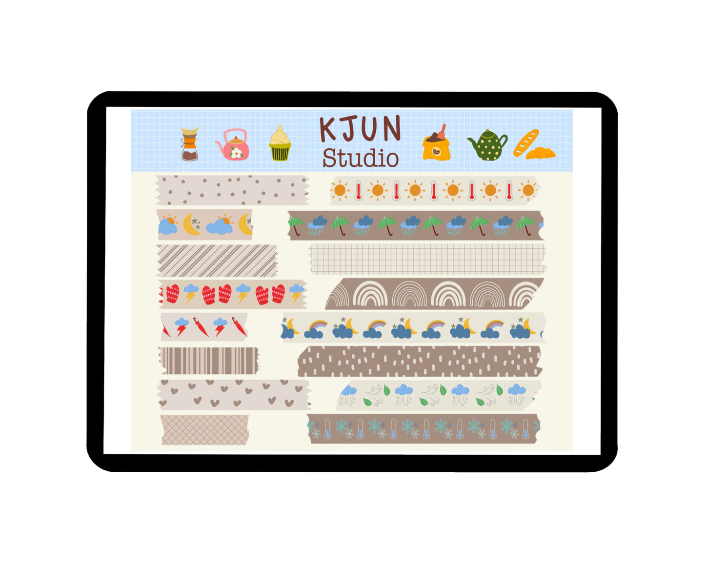 Digital Washi Tape - Light Neutral Weather