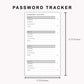 Personal Inserts - Password Tracker