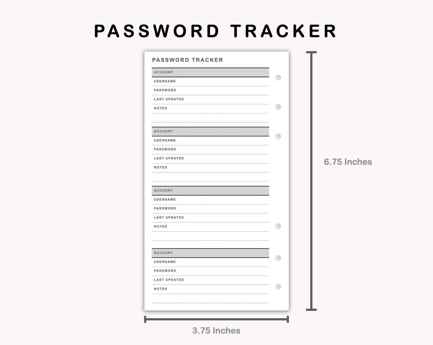 Personal Inserts - Password Tracker