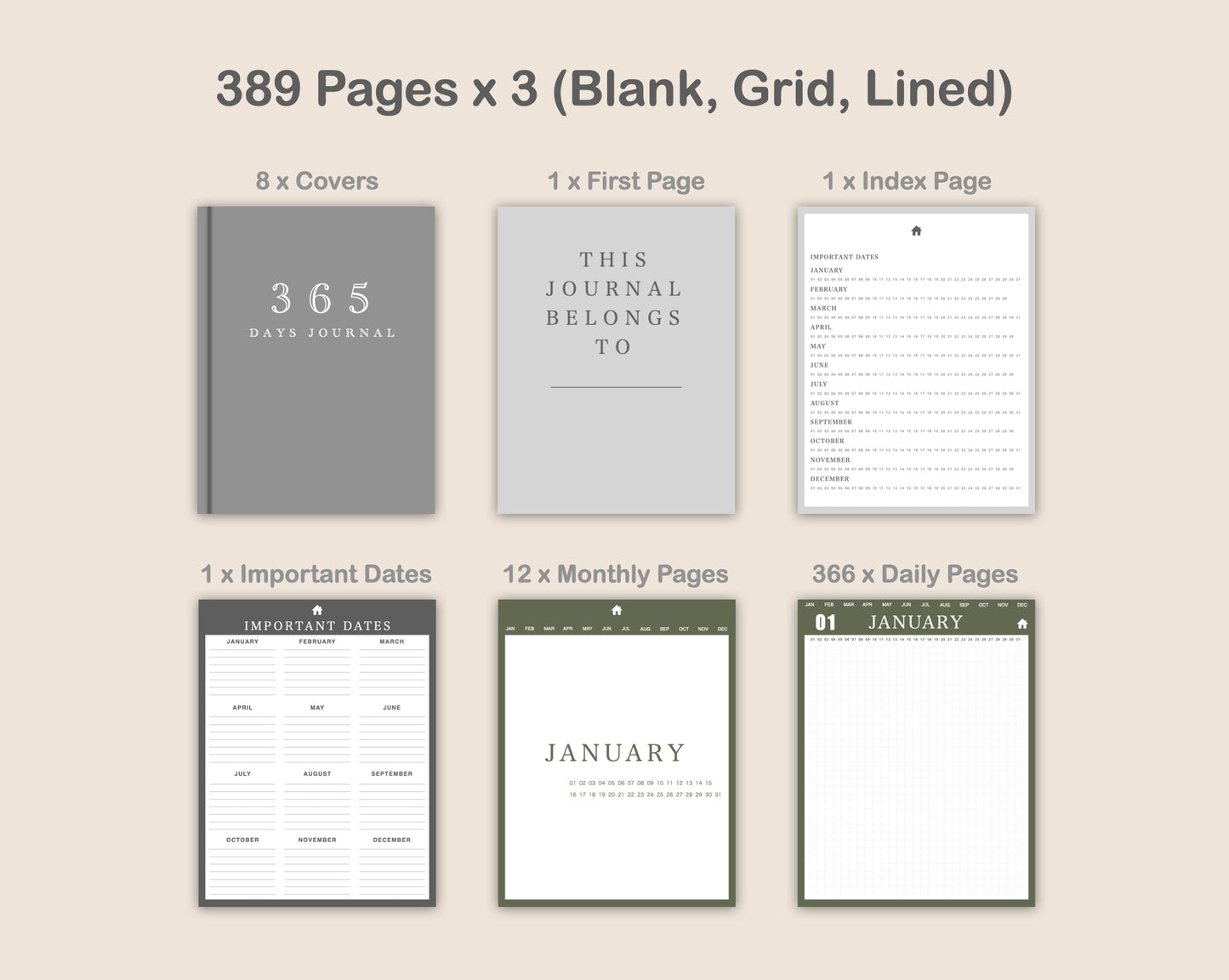 365 Day Journal - Neutral