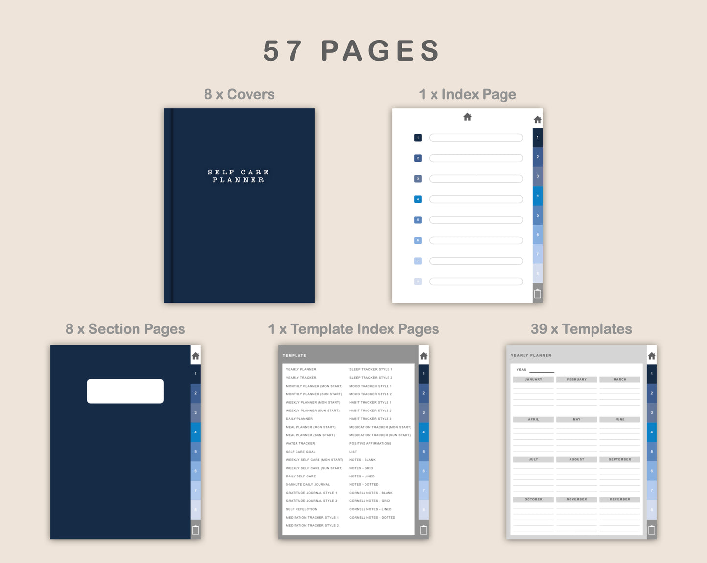 Digital Self Care Planner - Blue