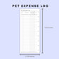 Skinny Classic HP Inserts - Pet Expense Log