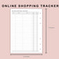 B6 Inserts - Online Shopping Tracker