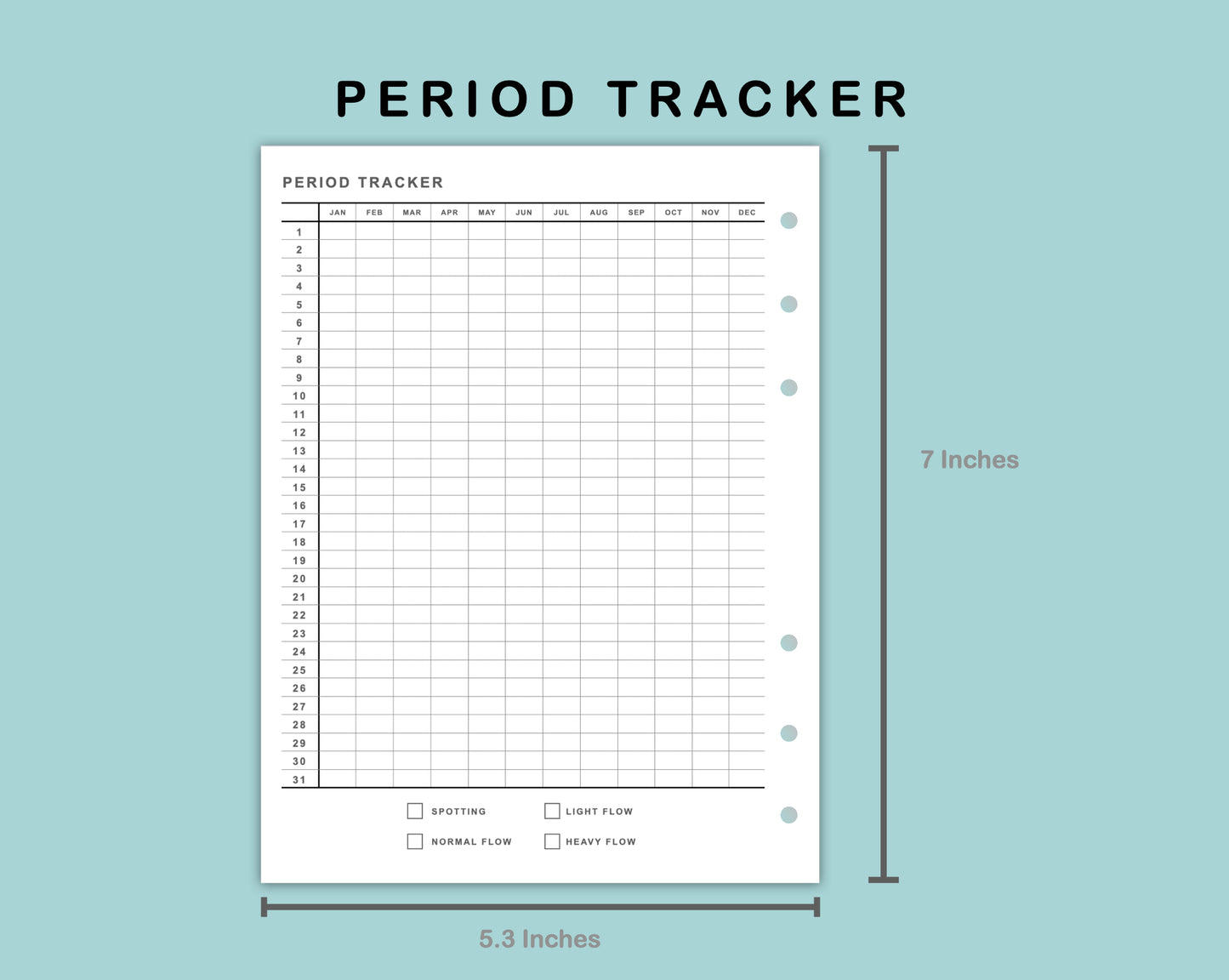 B6 Wide Inserts - Period Tracker