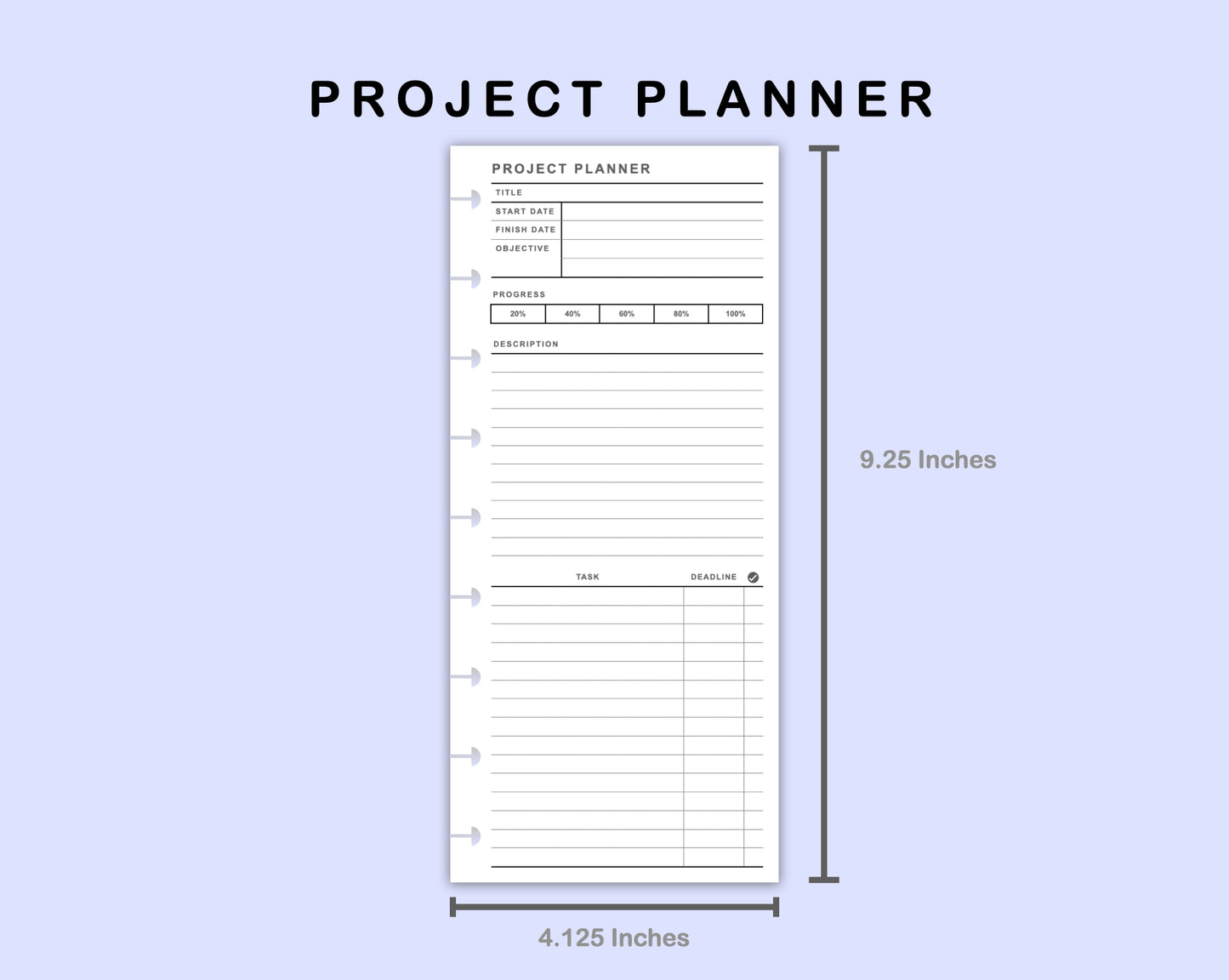 Skinny Classic HP Inserts - Project Planner