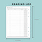 B6 Wide Inserts - Reading Log