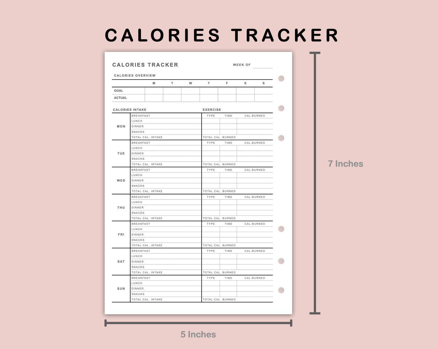 B6 Inserts - Calories Tracker