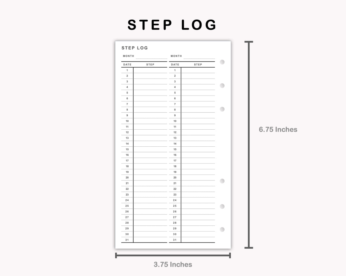 Step Log Color In Personal Inserts - Step Log – kjunstudio