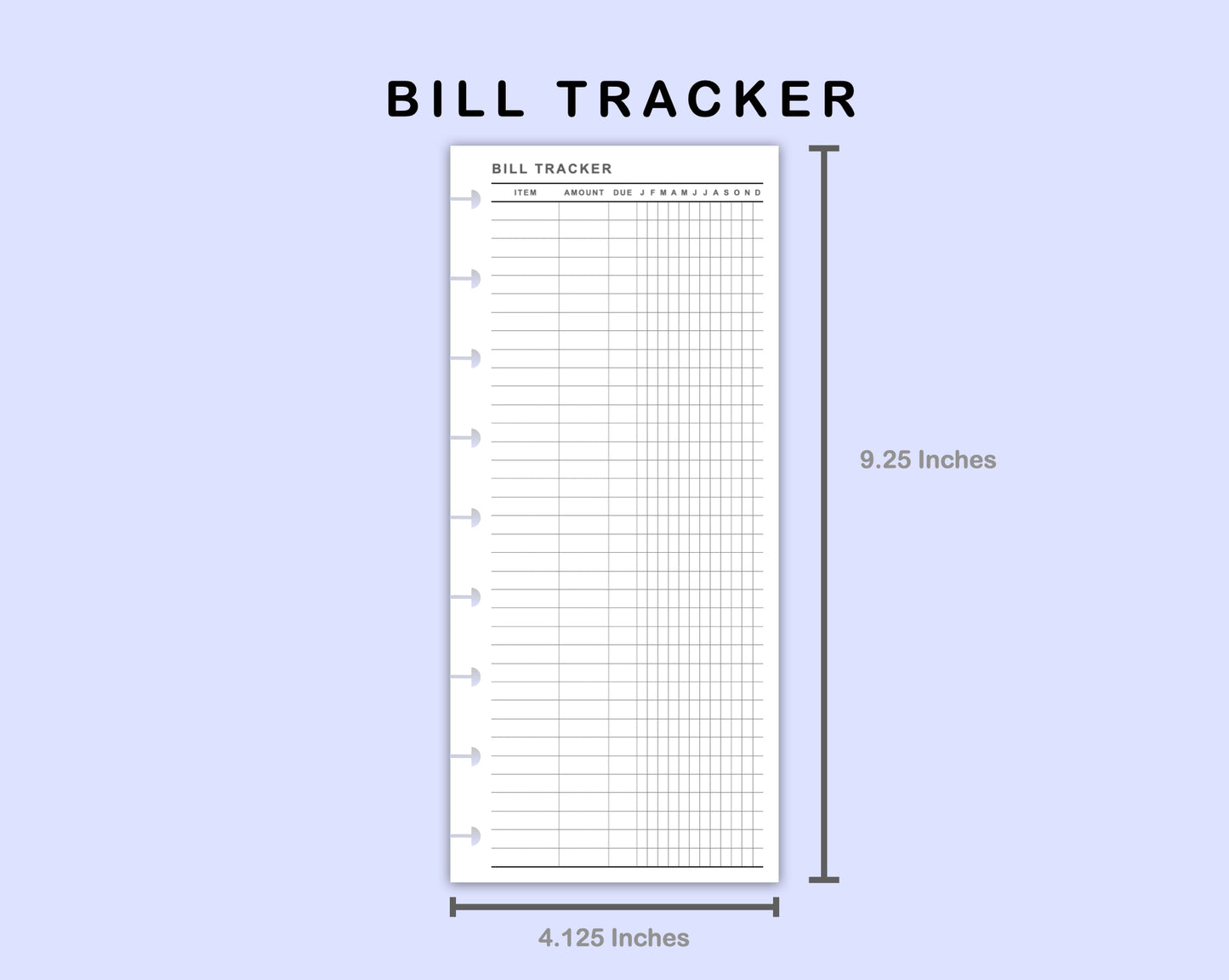Skinny Classic HP Inserts - Bill Tracker