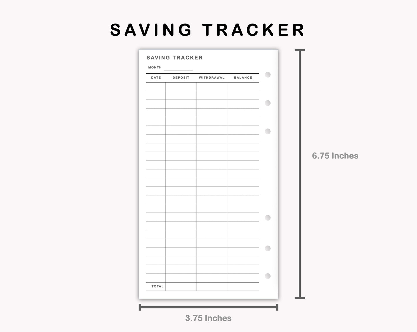 Personal Inserts - Saving Tracker
