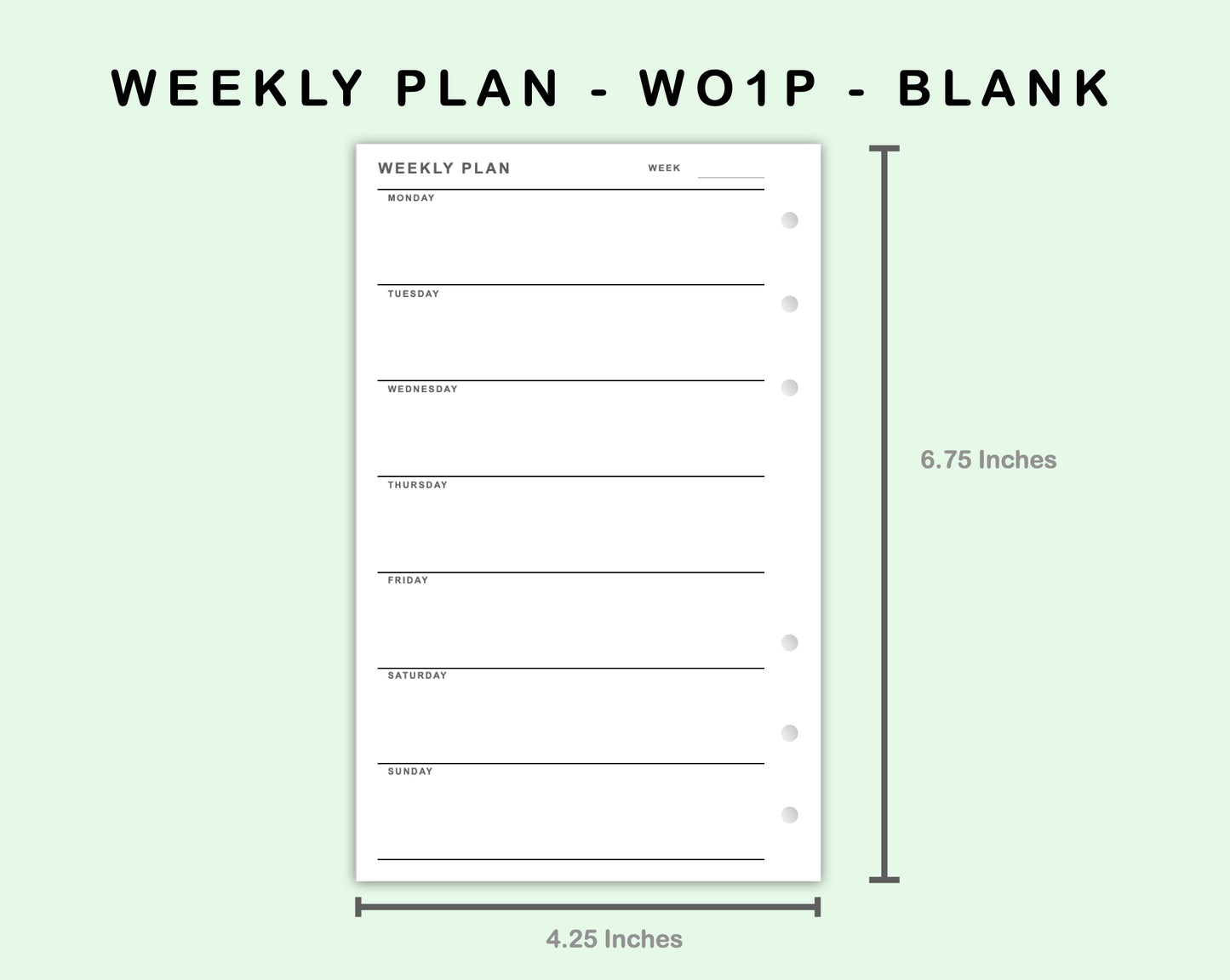 FC Compact Inserts - Weekly Plan - WO1P - Blank