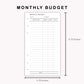 Personal Inserts - Monthly Budget