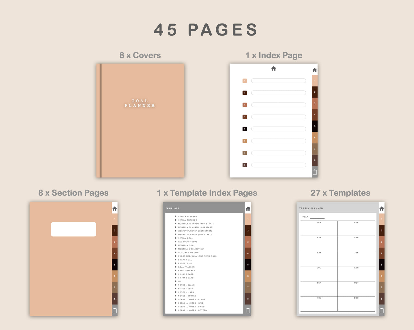 Digital Goal Planner - Brown