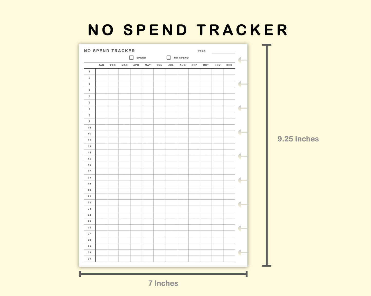 Classic HP Inserts - No Spend Tracker
