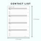 Personal Wide Inserts - Contact List