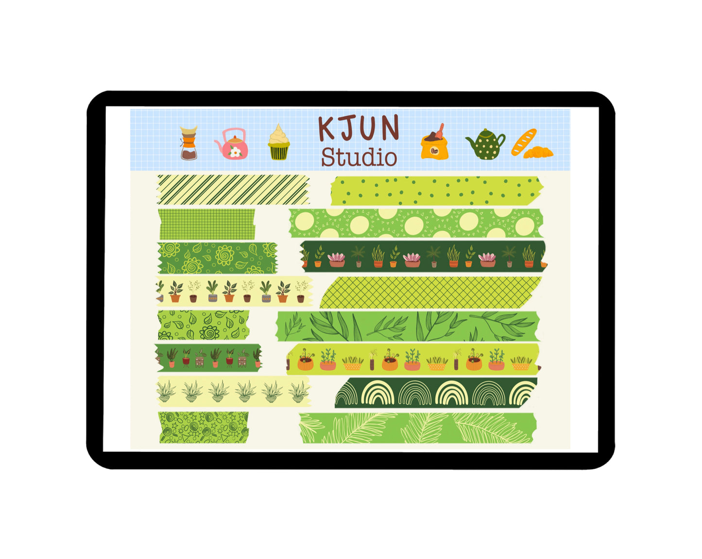 Digital Washi Tape - Bright Green Plant