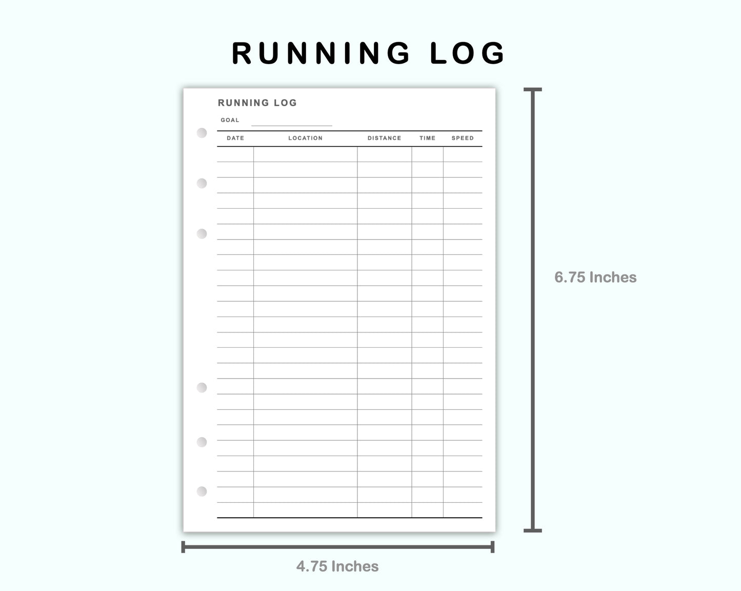 Personal Wide Inserts - Running Log