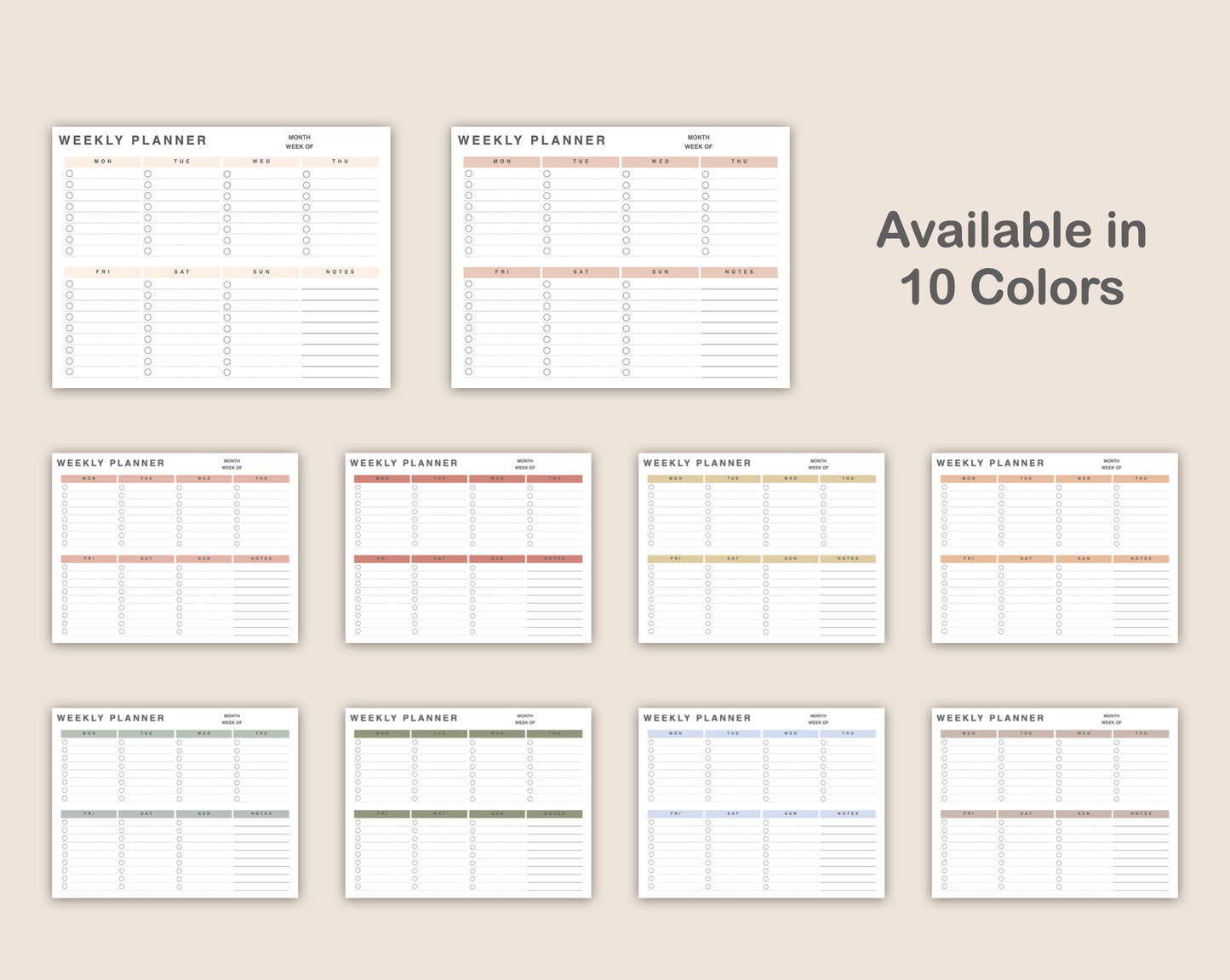 Weekly Planner, To Do List - Landscape