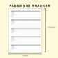 Classic HP Inserts - Password Tracker