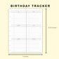Classic HP Inserts - Birthday Tracker
