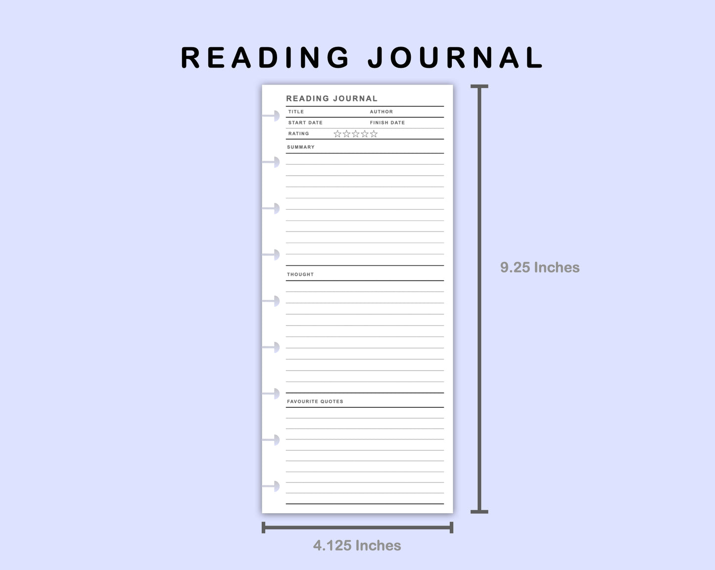 Skinny Classic HP Inserts - Reading Journal