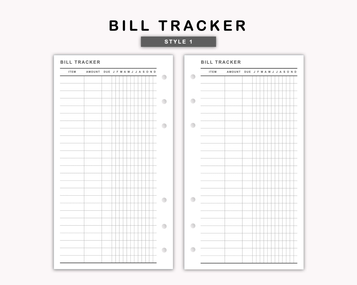 Personal Inserts - Bill Tracker