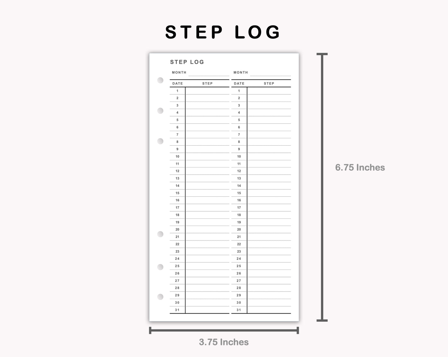 Personal Inserts - Step Log