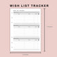 B6 Inserts - Wish List Tracker by Wish List For