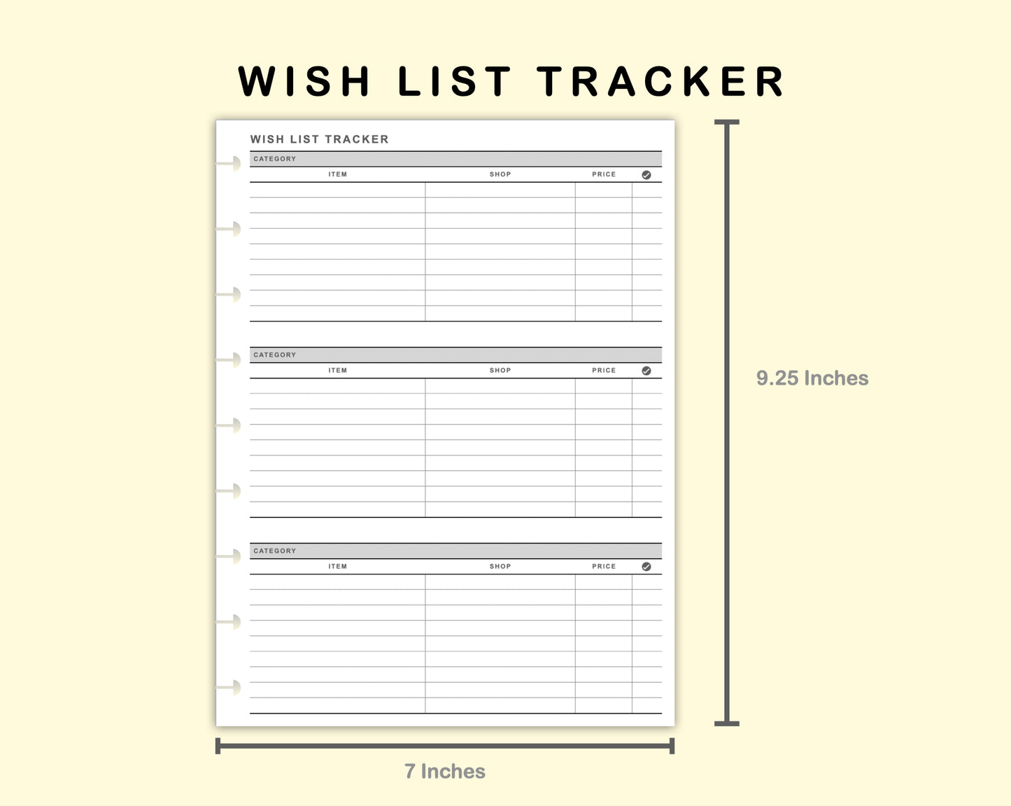 Classic HP Inserts - Wish List Tracker by Category