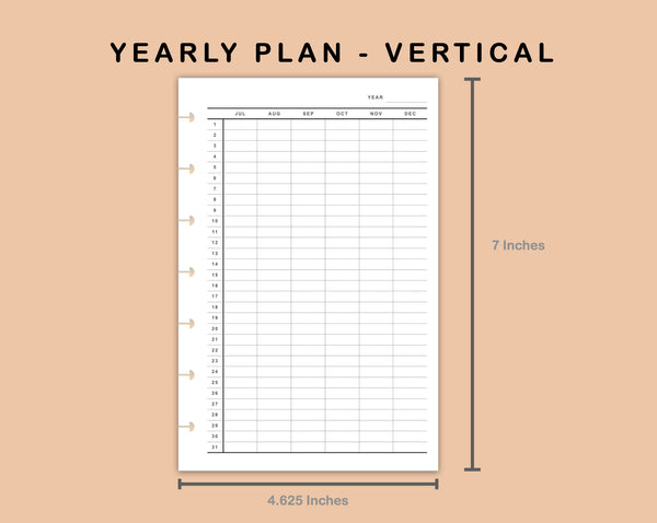 Mini Happy Planner Inserts - Yearly Plan - Vertical – kjunstudio