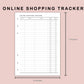 B6 Inserts - Online Shopping Tracker