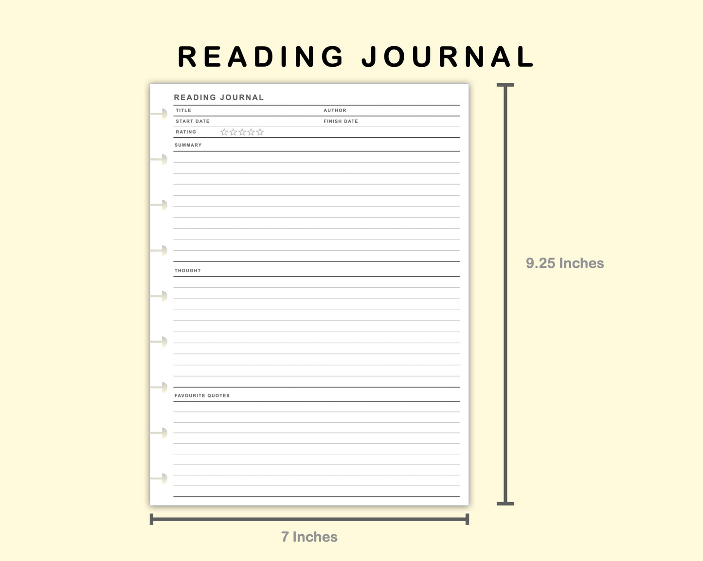 Classic HP Inserts - Reading Journal