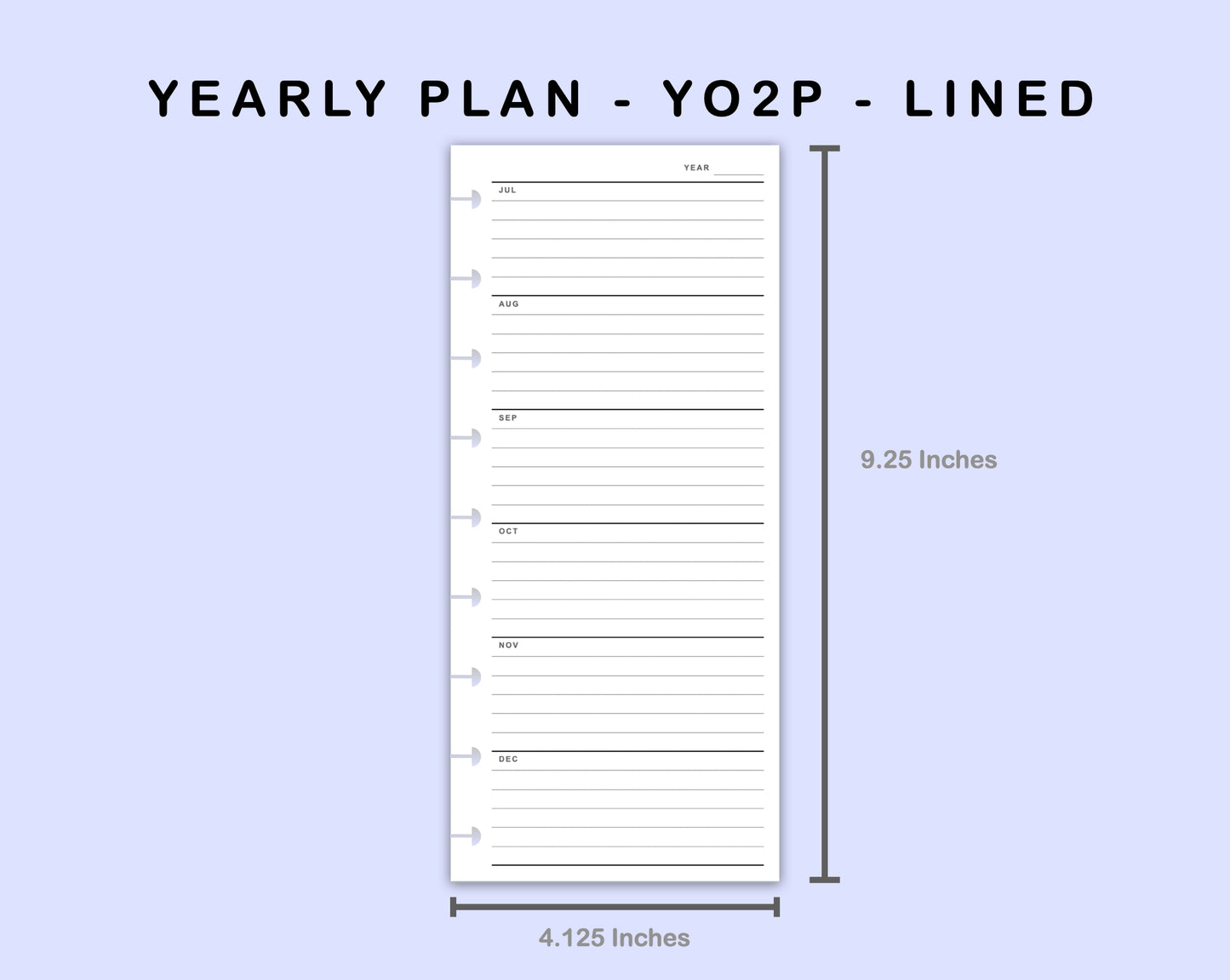 Skinny Classic HP Inserts - Yearly Plan - YO2P - Lined