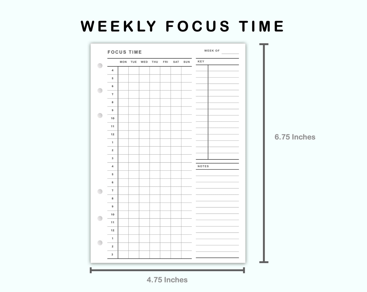 Personal Wide Inserts - Weekly Focus Time