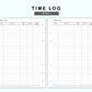 Personal Wide Inserts - Time Log