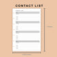 Mini Happy Planner Inserts - Contact List