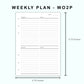 Personal Wide Inserts - Weekly Plan - WO2P - with Calendar