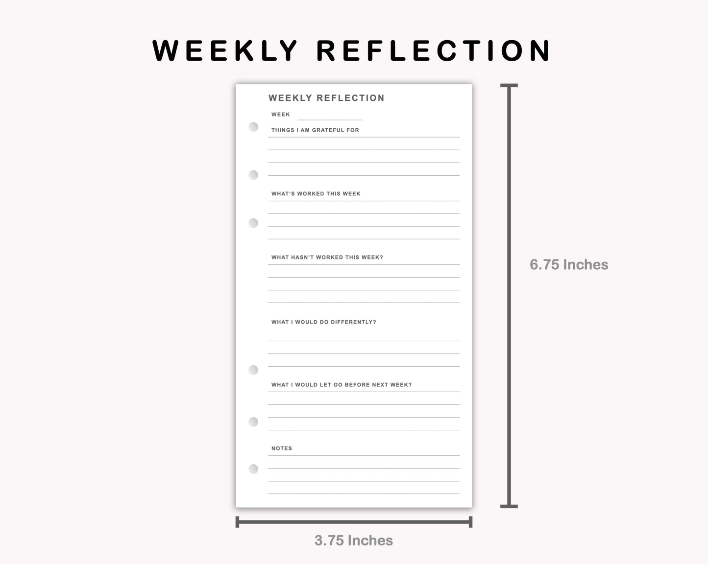 Personal Inserts - Weekly Reflection