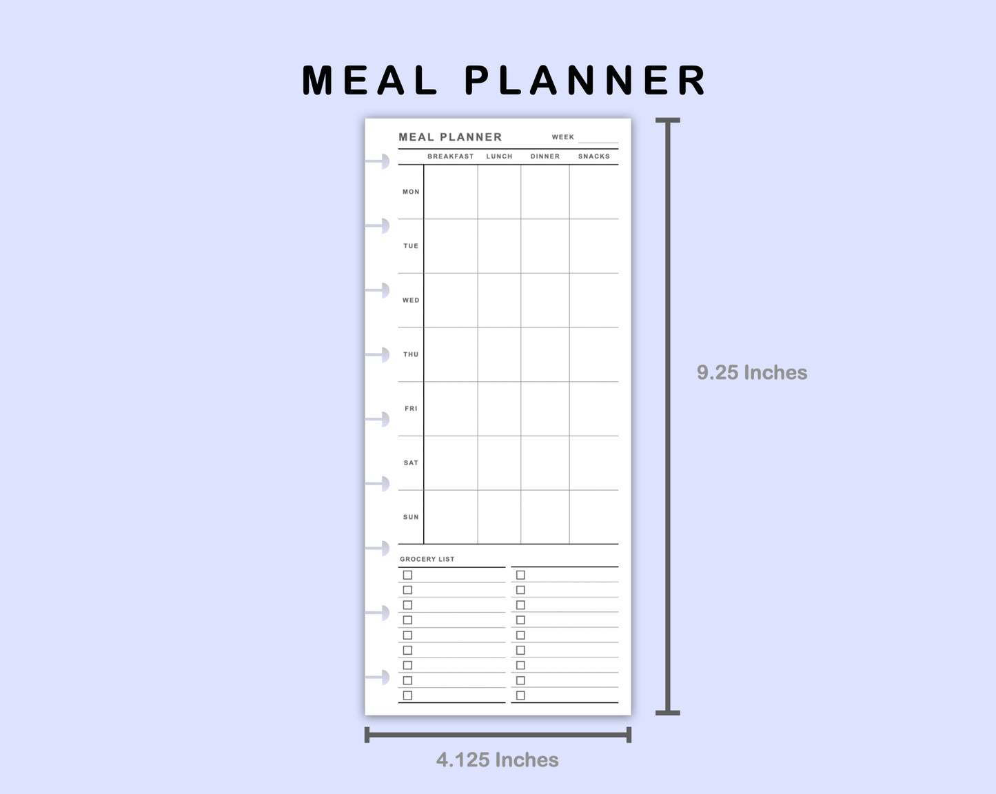 Skinny Classic HP Inserts - Meal Planner with Grocery List
