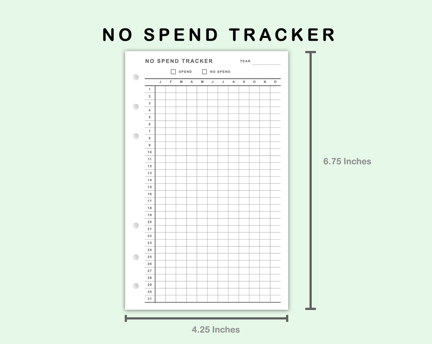 FC Compact Inserts - No Spend Tracker