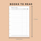 Mini Happy Planner Inserts - Books to read