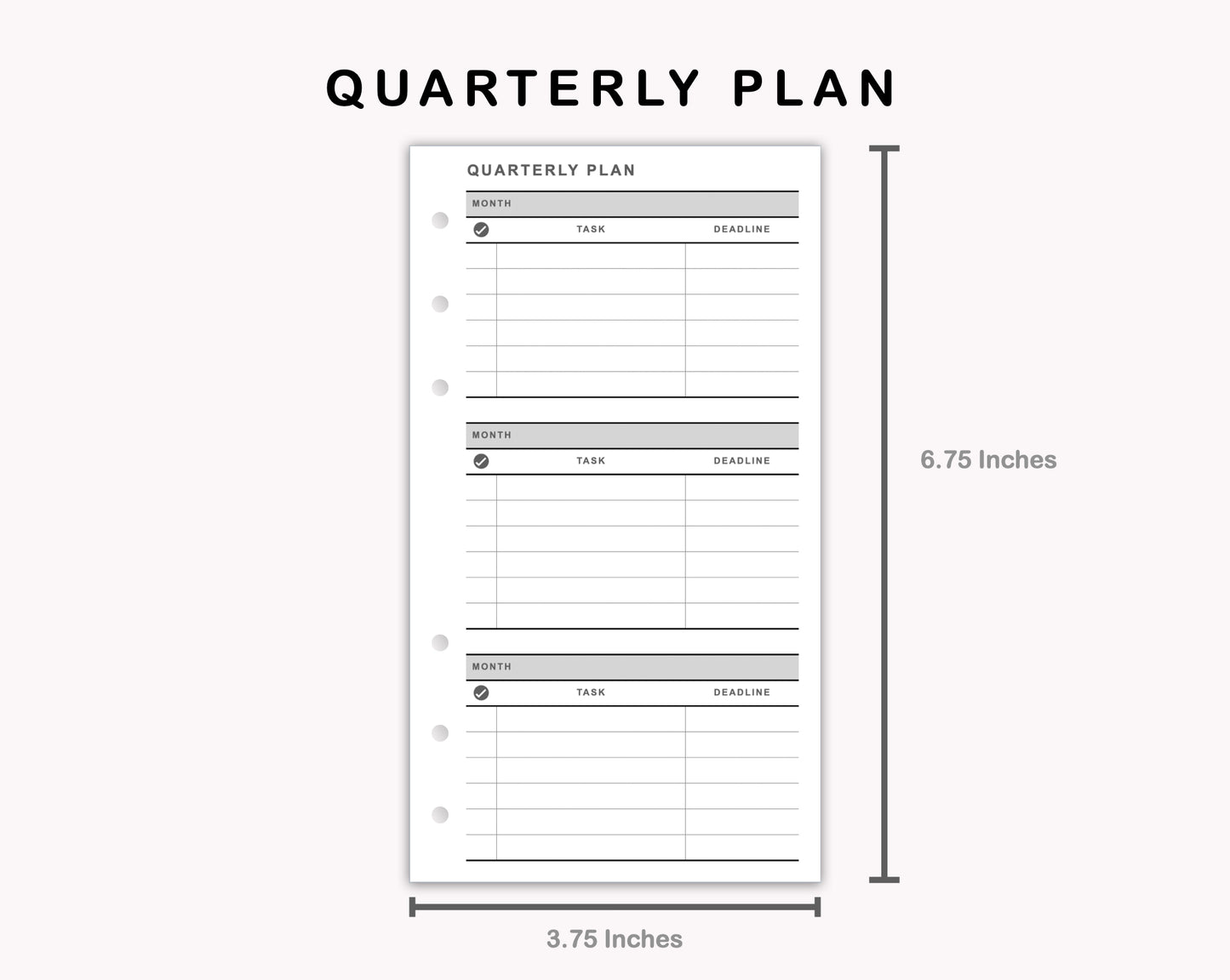 Personal Inserts - Quarterly Plan