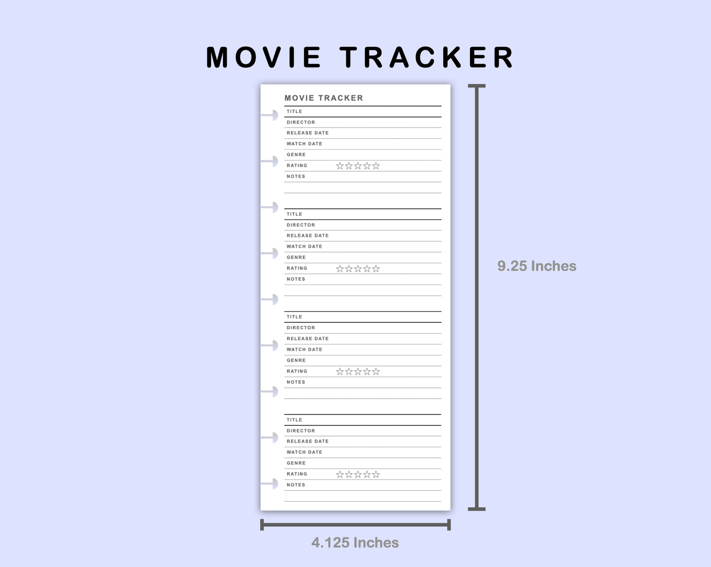 Skinny Classic HP Inserts - Movie Tracker