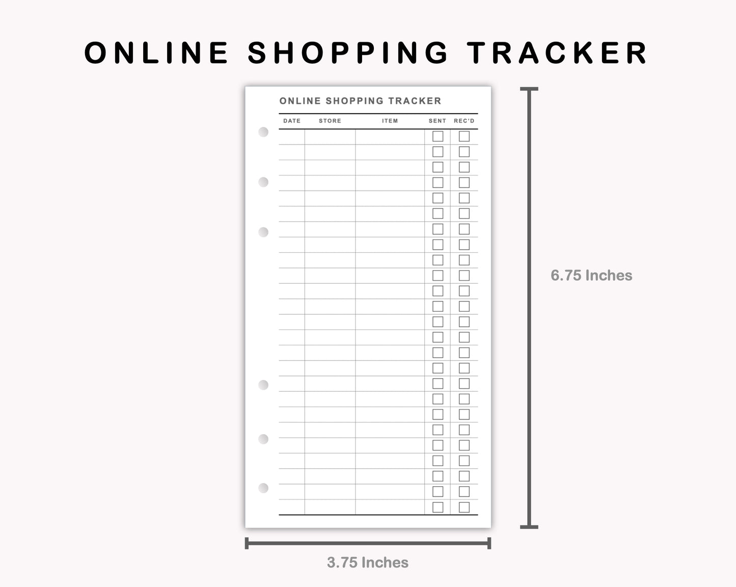 Personal Inserts - Online Shopping Tracker