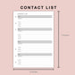 B6 Inserts - Contact List
